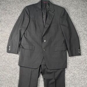 Vintage Hart Schaffner Marx 42R Suit Viracle Pinstripe Wool Gray 2-Piece‎ USA